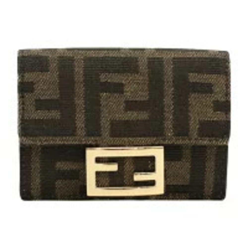 Fendi Tri fold Wallet Coin Purse Compact Brown